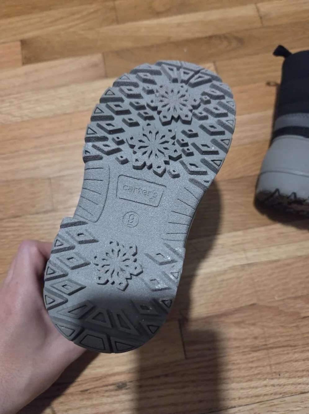 Carters Toddler Boy Kids Waterproof Winter Boots - Black and Gray / Size 9